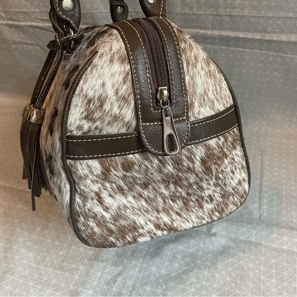 Flavia Maria Spotted Pony Hair on Hide Satchel - Picture 7 of 13